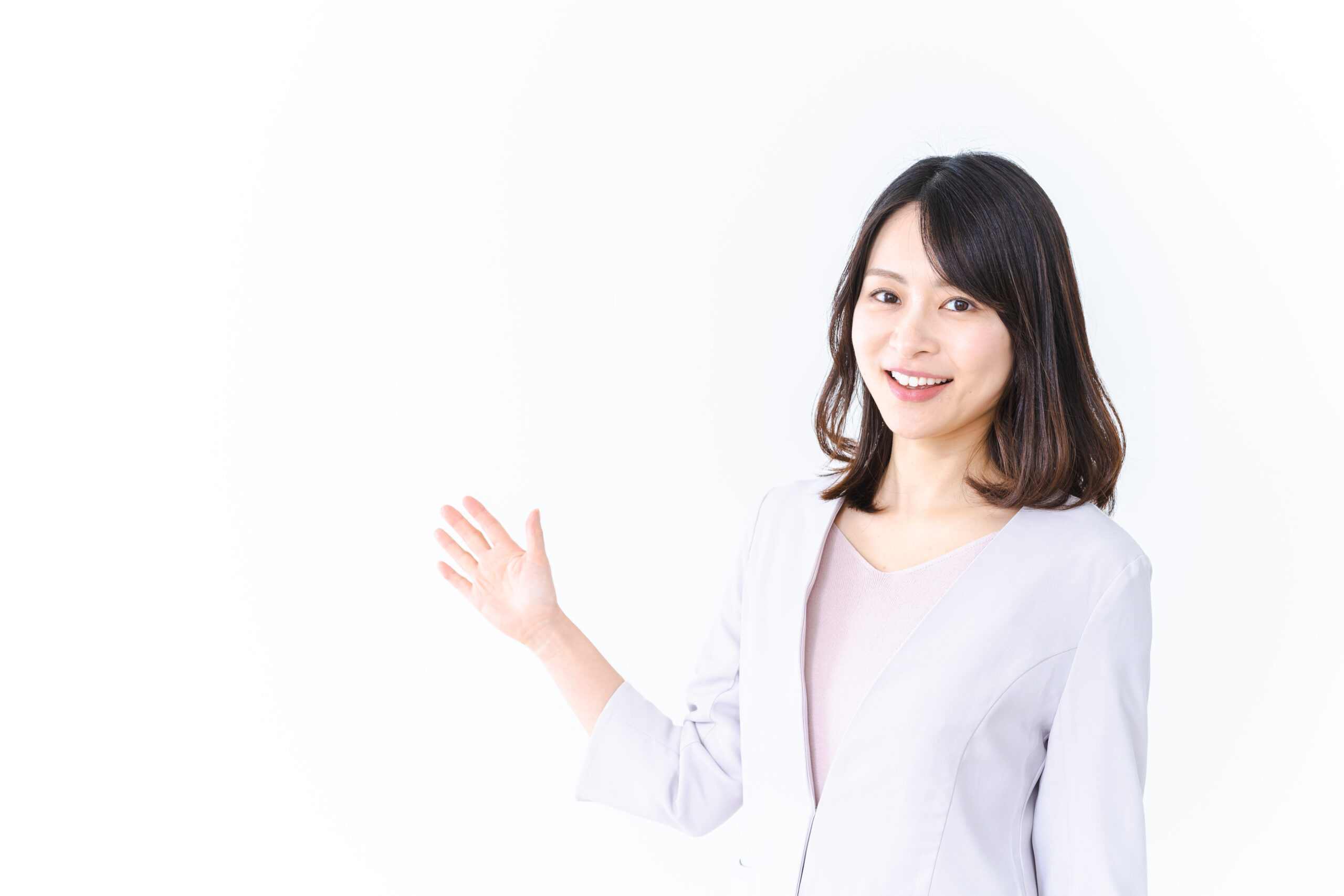 Woman giving directions with a smile