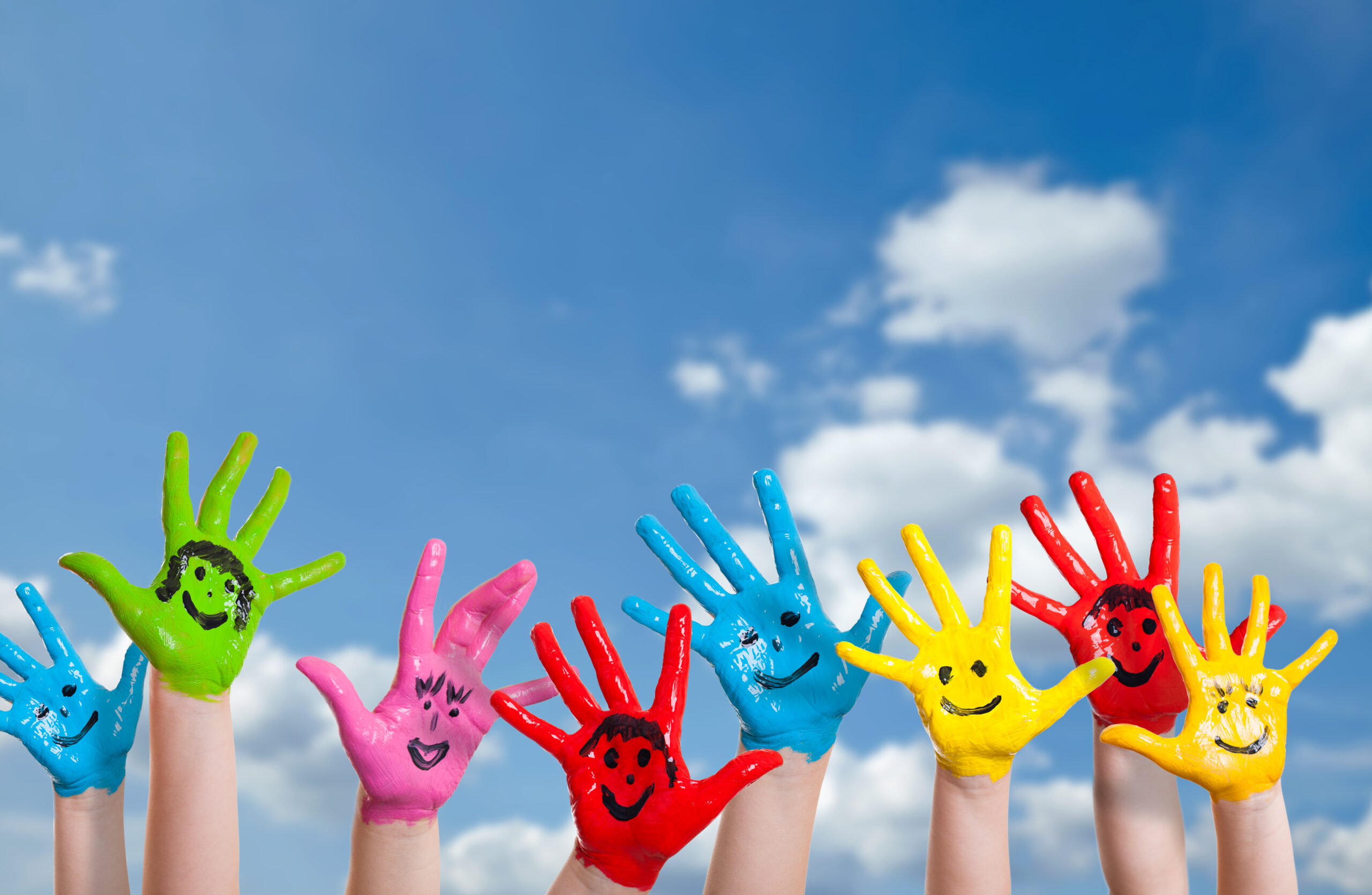 colorful painted hands
